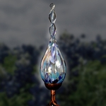 36" Solar Glass Finial Flame Stake - Lt Blue