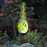 36" Solar Glass Finial Flame Stake - Yellow