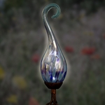 36" Solar Glass Finial Spiral Stake - Lt Blue