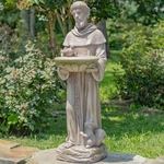 36" Standing Saint Francis Statue w/Birdbath - Antique Grey 36" Standing Saint Francis Statue w/Birdbath - Antique Grey