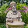 36" Standing Saint Francis Statue w/Birdbath - Antique Grey
