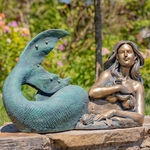 37" Long Mermaid Lying Down Garden Statue