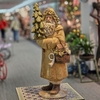 37" Vintage-Style Santa Clause Statue w/Tree & Gfit Basket