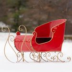 38" Metal Holiday Sleigh Decoration - Antique Red 38" Metal Holiday Sleigh Decoration - Antique Red