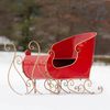 38" Metal Holiday Sleigh Decoration - Antique Red