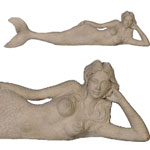 39" Dreamy Mermaid Lying Statue - Roman Stone Finish