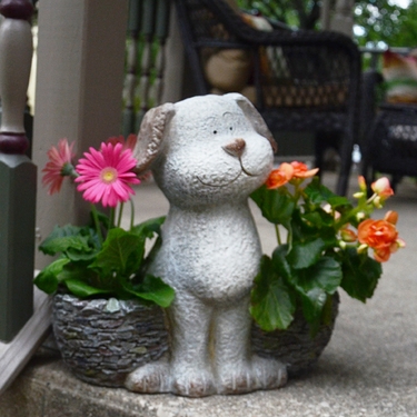 3D Stone Puppy Planter - Click to enlarge