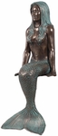 40" Ledge Sitting Mermaid - Verde Bronze