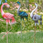 43" Assorted Iron Bird Stakes (Set of 6)