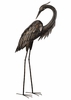 43" Bronze Metal Heron Bird - Preening