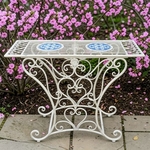 43" Santorini Iron & Mosaic Garden Table - Antique White