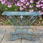 43" Santorini Iron & Mosaic Garden Table - Mossy Blue