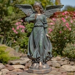 46" Angel w/Billowing Dress & Bird "Maria" - Antique Bronze