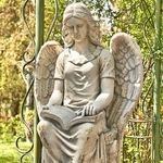 46" Reading Angel Statue "Dina" - Antique Grey