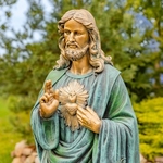 48" Jesus Statue w/Sacred Heart - Antique Bronze