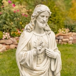 48" Jesus Statue w/Sacred Heart - Antique Grey
