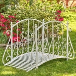 5' Long Antique White Iron Garden Bridge