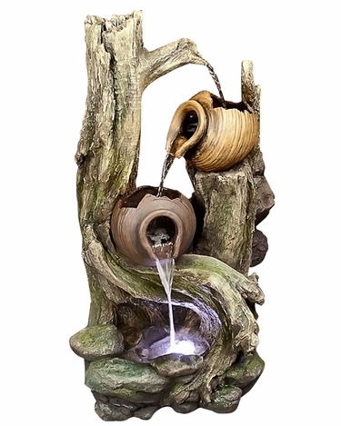 Tipping Pots Forest Fountain w/LED Lights - Click to enlarge