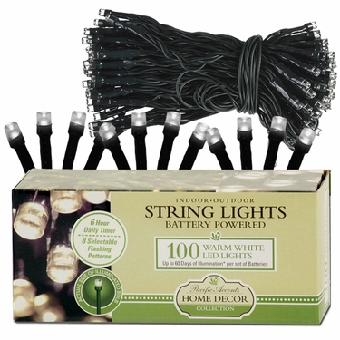 100-LED WHITE String Lights - Battery Powered - Click to enlarge