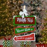 50" North Pole Solar Lantern w/Crossing Signs 50" North Pole Solar Lantern w/Crossing Signs