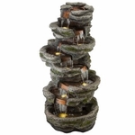 58" Grey Rock Cascades Fountain w/LED Lights