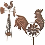 58" Rustic Rooster Spinner Windmill