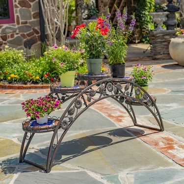 5ft. Santorini Bridge Plant Stand w/Mosaic - Bronze - Click to enlarge