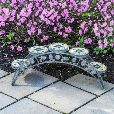 5ft. Santorini Bridge Plant Stand w/Mosaic - Mossy Blue - Click to enlarge
