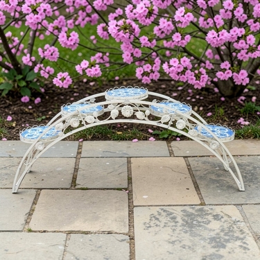 6.5ft. Santorini Bridge Plant Stand w/Mosaic - Antique White - Click to enlarge