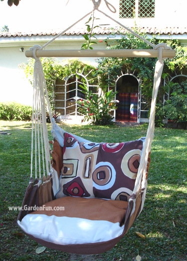 60 Thompson Stripe Mocha Hammock Chair Swing Set - Click to enlarge