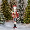 61" Iron Christmas Nutcracker w/Candy Cane Staff & LED Lights "Harry"
