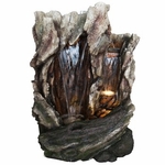 62" Tropical Double Falls Fountain w/LED Lights