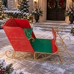 57" Victorian Iron Red Christmas Sleigh 57" Victorian Iron Red Christmas Sleigh