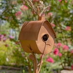 64" Antique Copper A-Frame Roof Birdhouse Stake 64" Antique Copper A-Frame Roof Birdhouse Stake