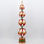 65" Christmas Ornament Tower Decoration (Red, White, & Gold) 65" Christmas Ornament Tower Decoration (Red, White, & Gold)