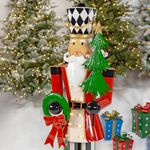 65" Iron Nutcracker w/Christmas Tree, Wreath, & LED Lights "Emmanuel"