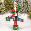 65" Iron Nutcracker w/Christmas Tree, Wreath, & LED Lights "Emmanuel"