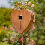 66" Iron Love-Heart Birdhouse Stake w/Bells 66" Iron Love-Heart Birdhouse Stake w/Bells