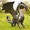6ft. Giant Metal Dragon Statue - Gunmetal Black