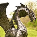 6ft. Giant Metal Dragon Statue - Gunmetal Black