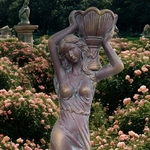 71" Lady Statue Carrying Flower Pot "Dariia" - Blue Bronze (Left)