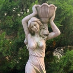 71" Lady Statue Carrying Flower Pot "Dariia" - Moss Grey (Left)
