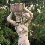 71" Lady Statue Carrying Flower Pot "Keira" - Moss Grey (Right)