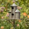 74" Antique Silver Cylinder Triple Birdhouse