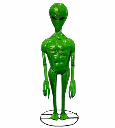 8 Ft. Green Alien Statue - Recycled Metal - Click to enlarge