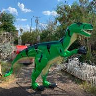 8 Ft. Green Raptor Statue - Recycled Metal - Click to enlarge