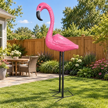 8 Ft. Large Pink Flamingo - Recycled Metal - Click to enlarge