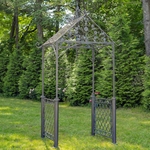 9.5ft. Iron Garden Arch with Trellis Side Walls - Antique Bronze
