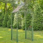 9.5ft. Iron Garden Arch with Trellis Side Walls - Antique Green