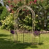 96" Iron Garden Gate Archway w/Plant Stands - Antique White